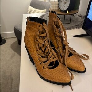 Brown Lace-Up Ankle Boots